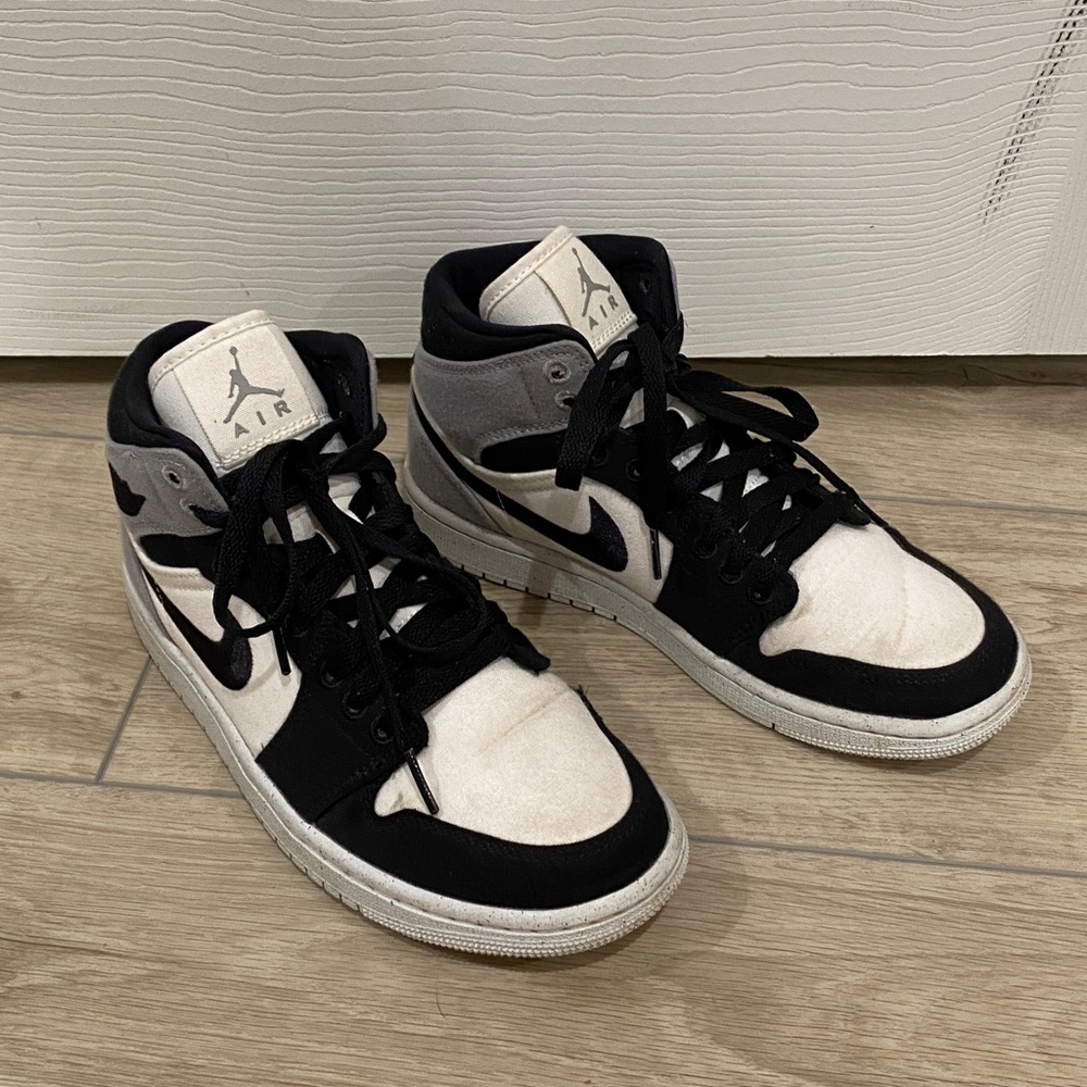 Nike Air Jordan 1 Mid SE DV0427-100 Women's 6.5 Sail Black Shoes EFAS114
